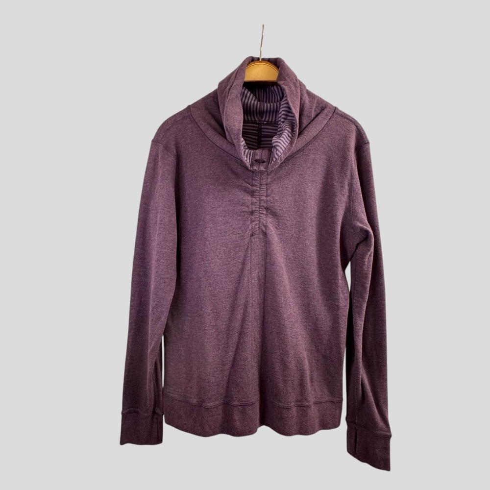 Lululemon Women’s Reversible Cowl Neck Pullover Purple Striped M/L